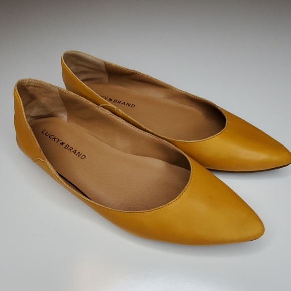 Lucky Brand Shoes - 7.5 | LUCKY | MUSTARD LEATHER POINTED TOE FLATS
